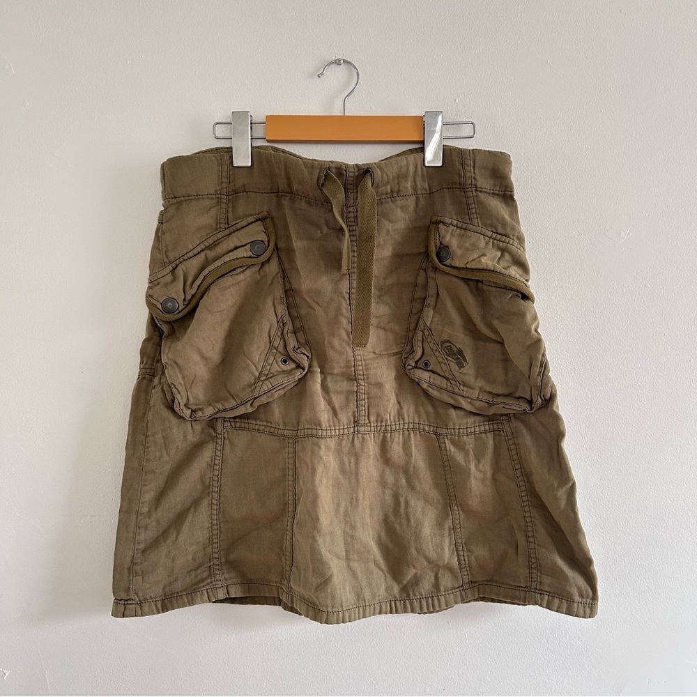 Y2K Diesel Olive Green Cotton Cargo Military Skirt